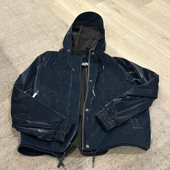 Rains String W Jacket in navy; worn once - Picture 1 of 5